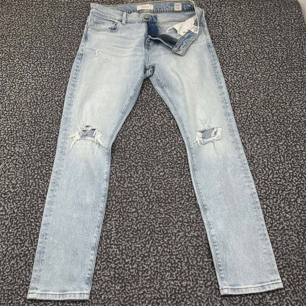 Pacsun Jeans Men 31x32 Blue Athletic Slim Faded Denim Pants Outdoor Distressed